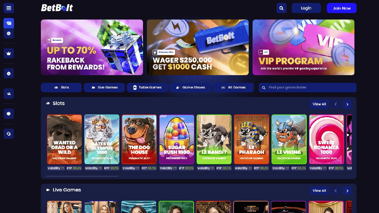 BetBolt Casino - Casino Crypto Nouvelle Génération Casino